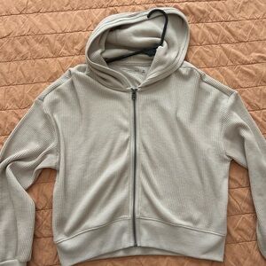 Abercrombie & Fitch Cream Waffle-Knit Zip Hoodie